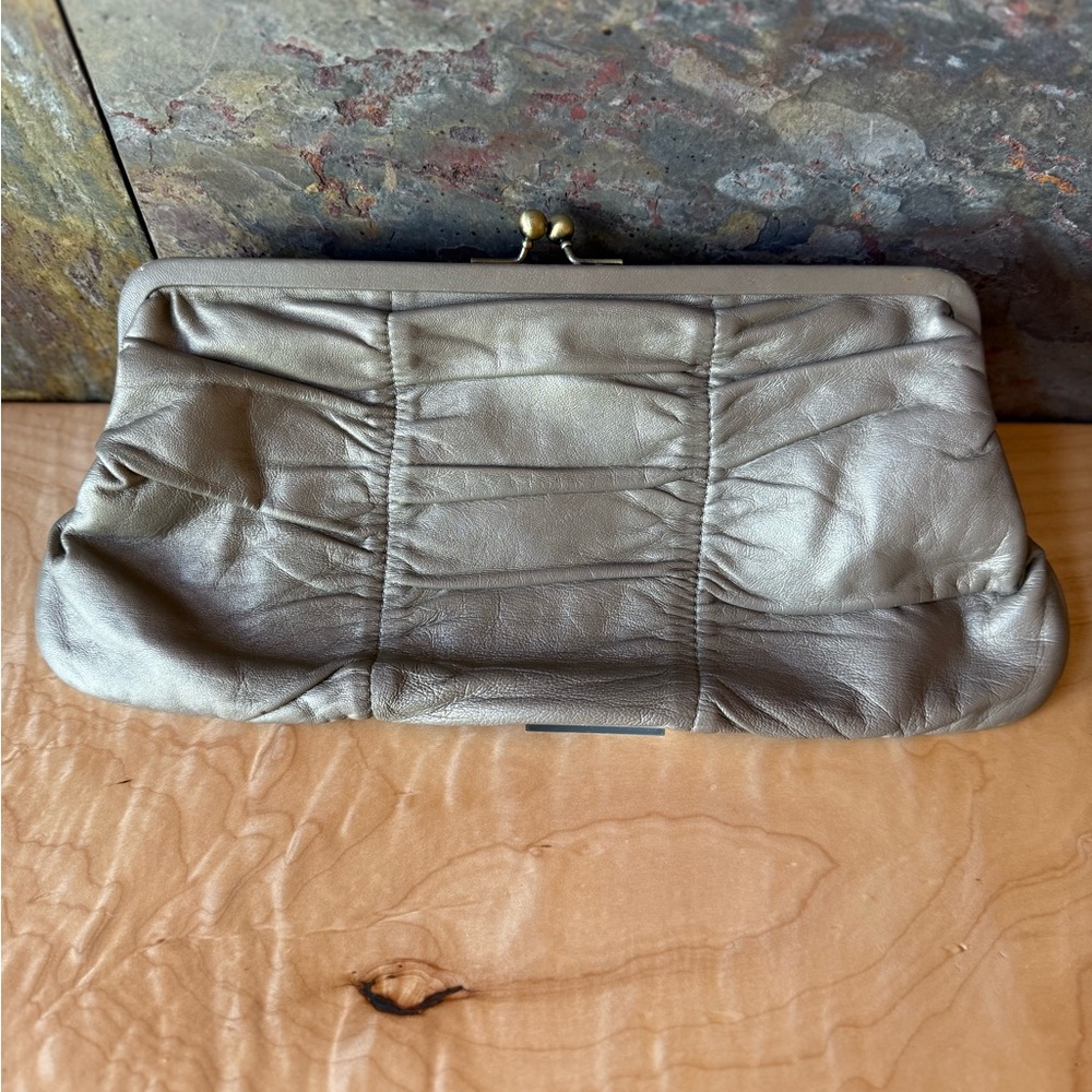 HOBO International Vintage bronze kisslock clutch with internal chain carry